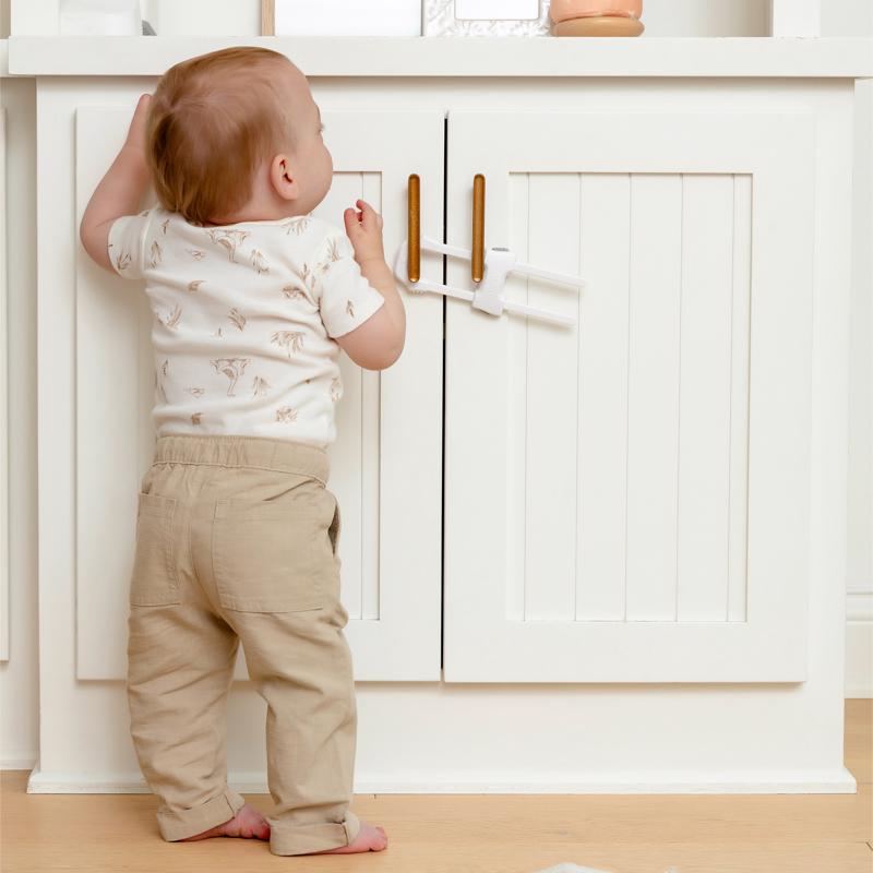 Regalo Home Safety Sliding Locks, Award Winning Brand, Cabinet Handle Lock, Baby Proofing Lock, Child Safety Cabinet Latch, White
