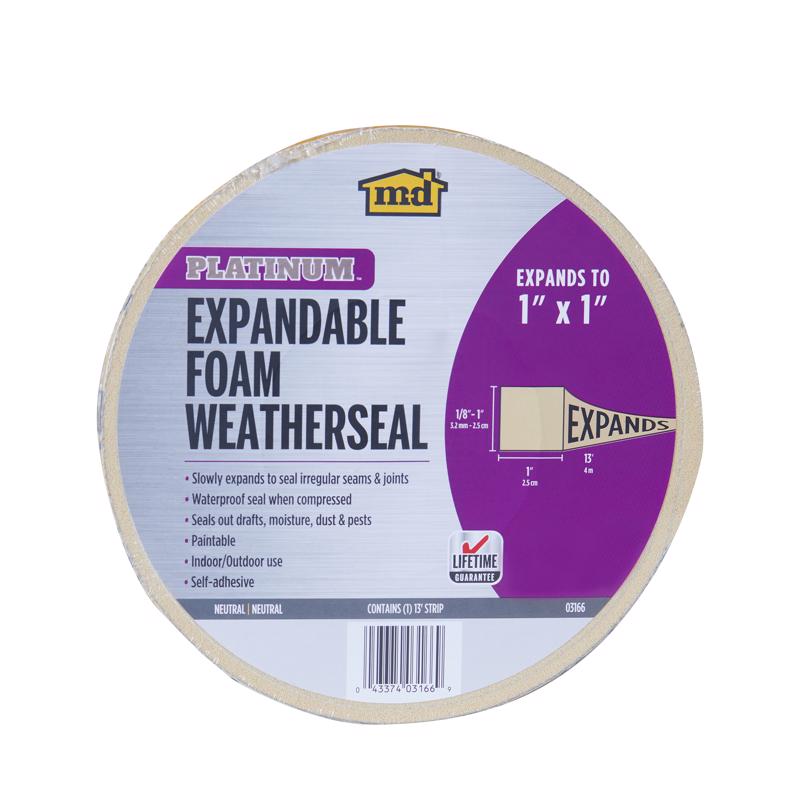 M-D Building Products 03166 1 in. Neutral Expandable Foam Platinum? Weatherseal for Uneven Gaps