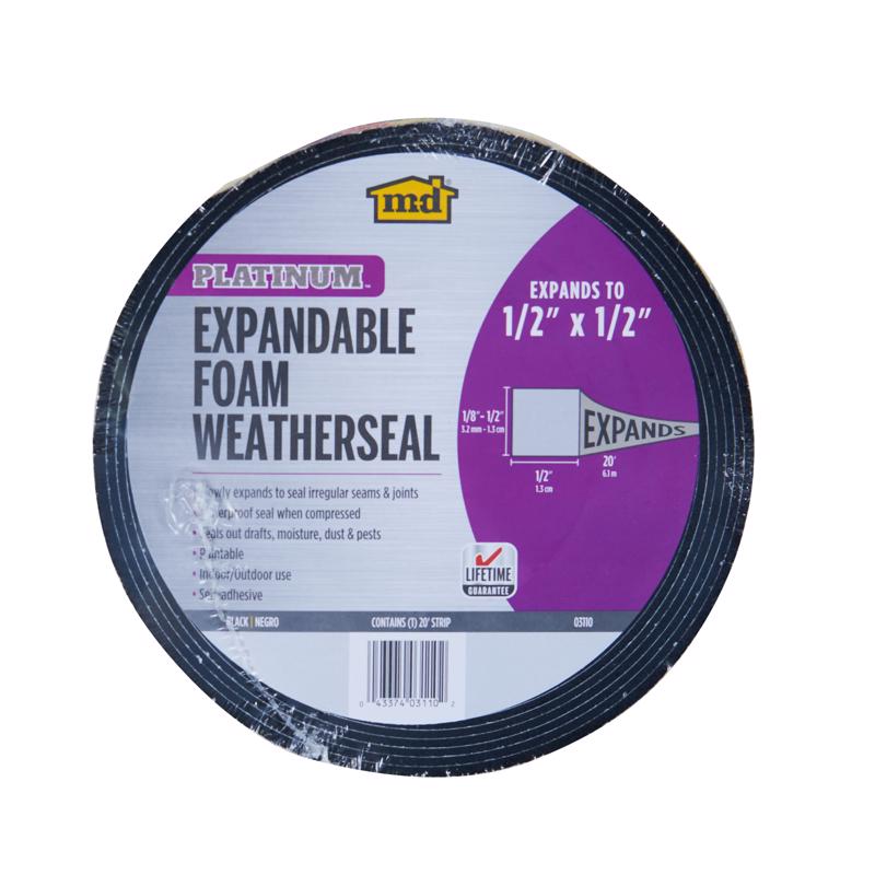 M-D Building Products 03110 1/2 in. Black Expandable Foam Platinum? Weatherseal for Uneven Gaps