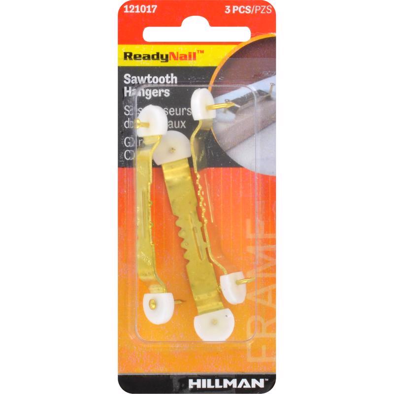 Hillman ReadyNail Small Sawtooth Hanger Brass 3 Pack