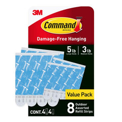 Command Outdoor Refill Strips Variety Pack [Removable]: 4 Medium and 4 Large Strips (White) 17615AWB-8ESF