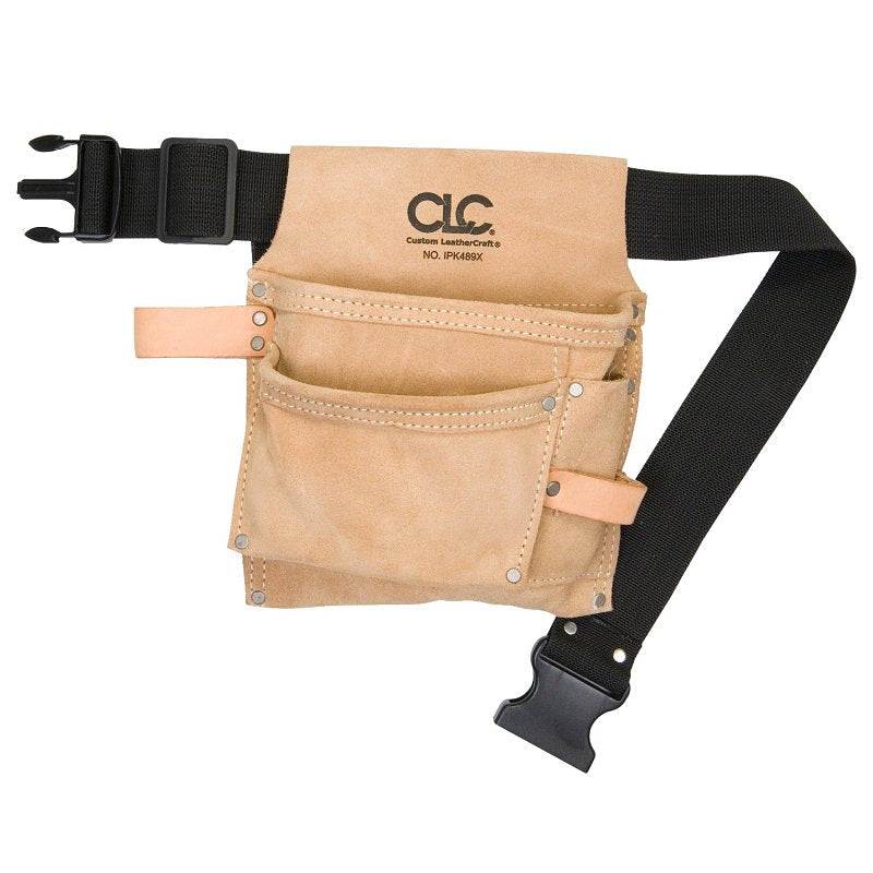 Custom LeathercraftIP489X Suede Tool Bag & Poly Web Belt, 3 Pocket , Tan