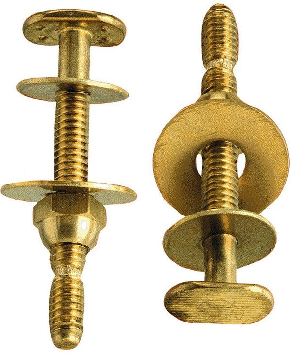 Plumb Pak PP830-49 Snap-Off Toilet Bolt Set, 1/4 X 2-1/4 in, Solid, 2-1/4"