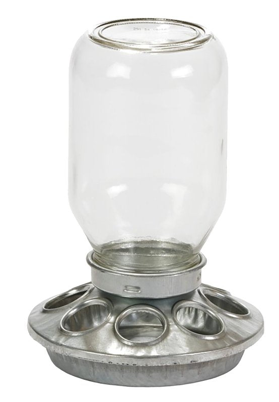 Glass Jar Chick Feeder - Little Giant - Mason Jar Baby Chick Feeder, 1 Quart (Item No. MJ9810)