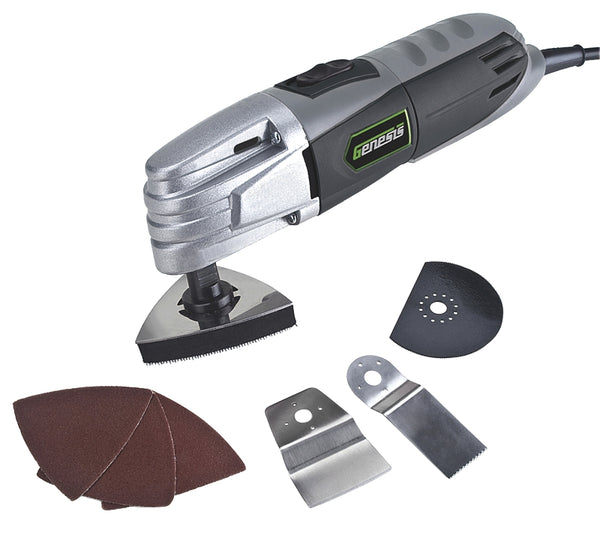 Genesis GMT15A 1.6 Amp Multi-Purpose Oscillating Tool and 19-Piece Universal Hook-And-Loop Accessory Kit with Storage Box