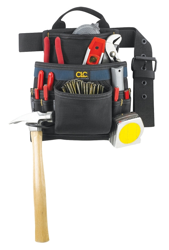 CLC Custom Leathercraft 2823 Ballistic Nail and Tool Bag, 10-Pocket , Black , Medium