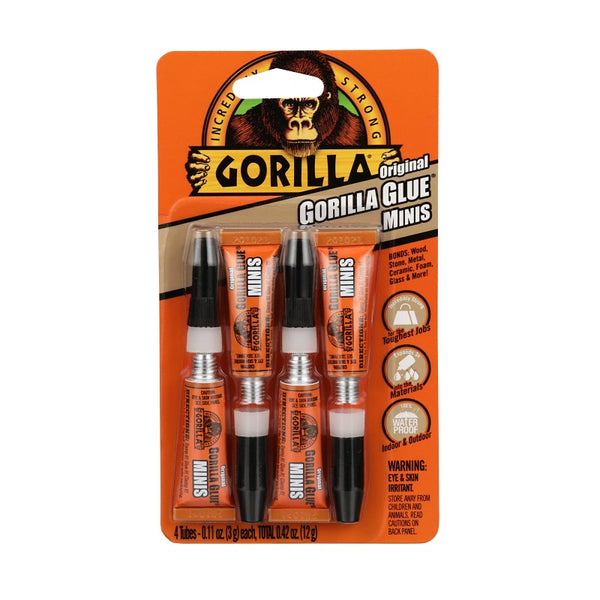 Gorilla Original Gorilla Glue, Brown, Waterproof Polyurethane Glue, Four 3 Gram Tubes (Pack of 1) - Expands Into Materials, All Purpose 5000503