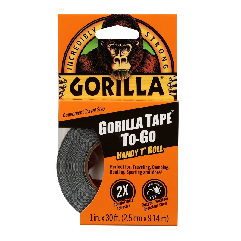 Gorilla Tape, Mini Duct Tape To-Go, 1" x 10 yd Travel Size, Black, (Pack of 1)