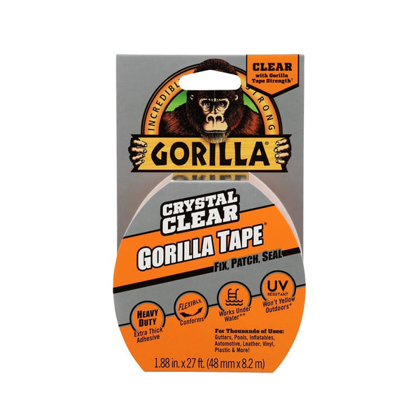 Gorilla Crystal Clear Repair Duct Tape, 1.88" x 9 yd, Clear, (Pack of 1) 6027002