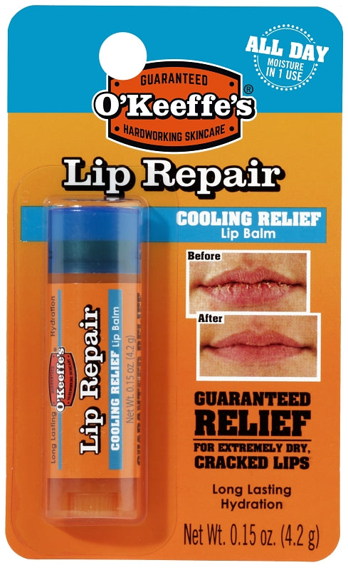 O'Keeffe's Cooling Relief Lip Repair Lip Balm for Dry, Cracked Lips, Stick,, (Pack of 1) K0710108