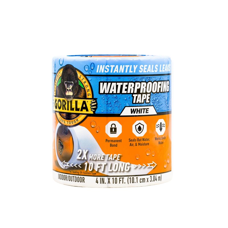 Gorilla Waterproof Patch & Seal Tape 4" x 10' White, (Pack of 1)