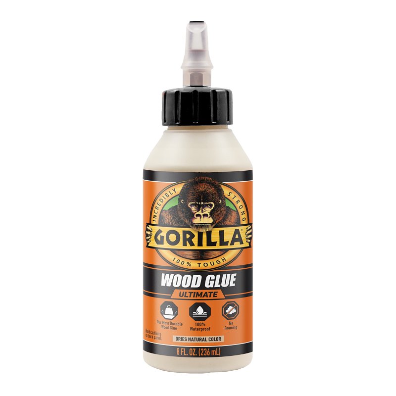 Gorilla Ultimate Waterproof Wood Glue, 8 Ounce, Natural Wood Color, (Pack of 1)