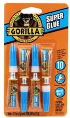 Gorilla Super Glue, Clear Glue, Four 3 Gram Tubes (Pack of 1) - All Purpose and Fast Setting for Projects and Repairs 105800