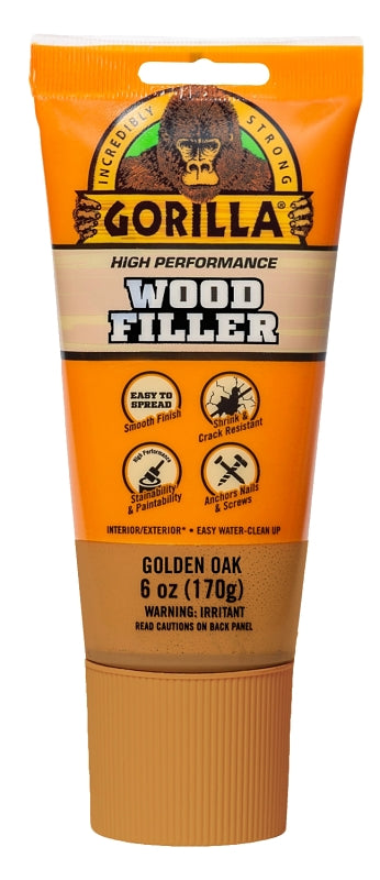 Gorilla All Purpose Wood Filler, 6oz Tube, Golden Oak (Pack of 1) 112125