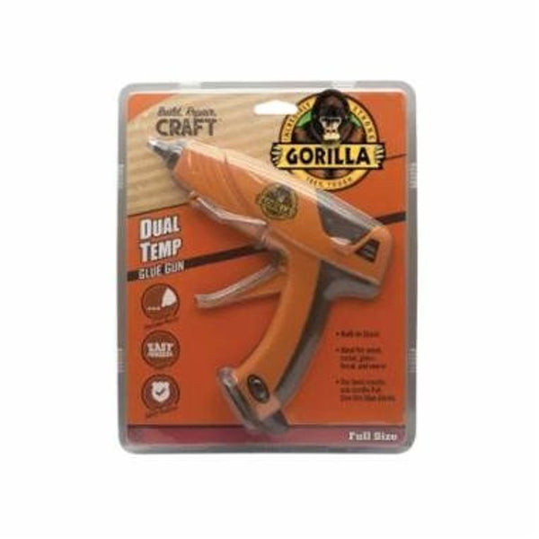 Gorilla Dual Temp Full Size Hot Glue Gun Precision Nozzle, Easy Squeeze Trigger, and Enhanced Safety Features, for DIY, Craft, Repairs, and More, 14 Watts, Orange, (Pack of 1) 100424