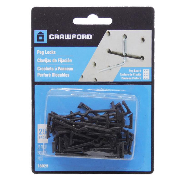 Crawford Zinc Plated Black Plastic 0.05 in. Peg Hook Locks 25 pk 18025