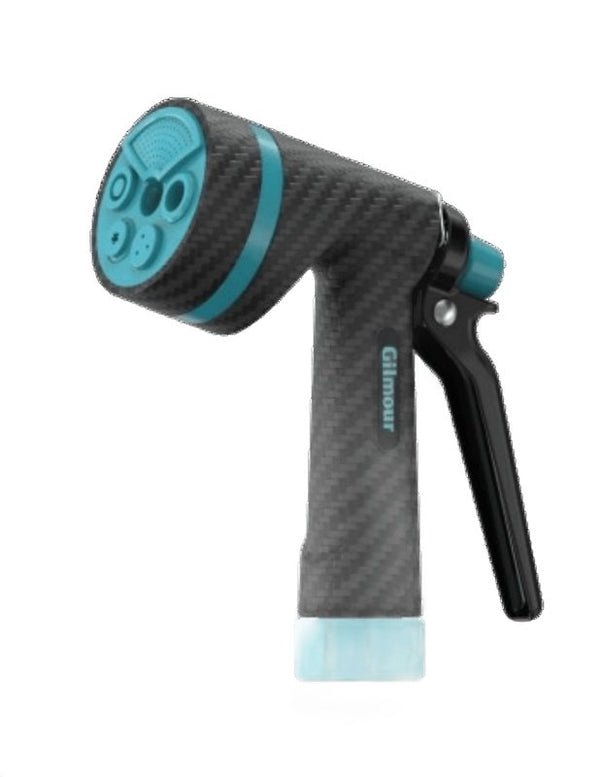 Gilmour Heavy Duty Graphite Rear Control Garden Hose Nozzle with 5 Pre-set Spray Patterns and Swivel Connect 885113-1001