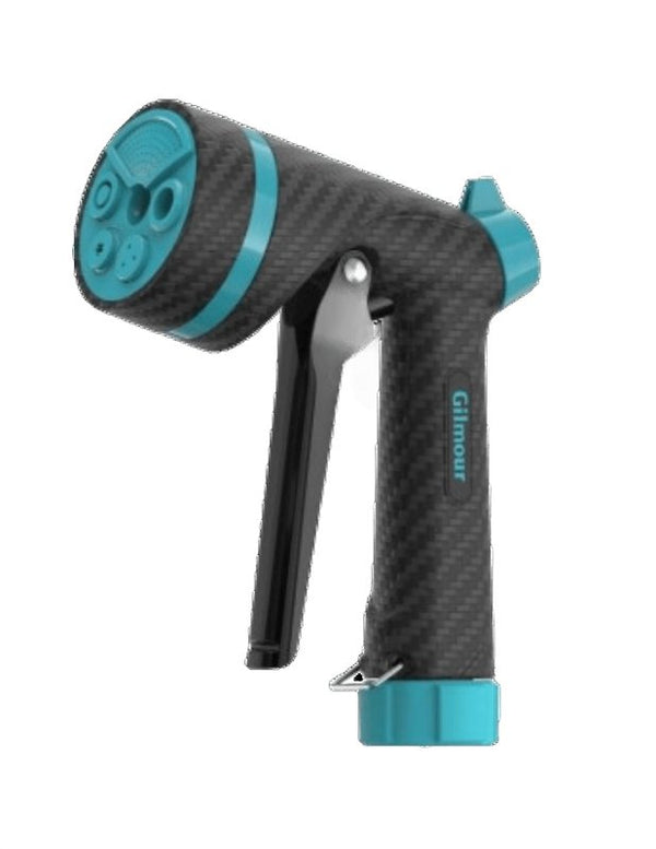 Gilmour Heavy Duty Graphite Front Control Garden Hose Nozzle with 5 Pre-set Spray Patterns and Swivel Connect 885102-1001