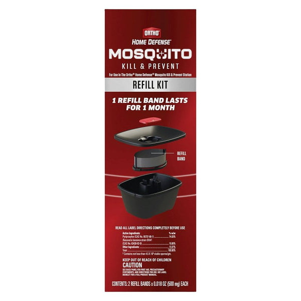Ortho Home Defense Mosquito Kill and Prevent Refill Kit - Controls Mosquitoes and Larvae, Easy-to-Use, Mosquito Killer Protects up to 4,300 sq. ft., 2 Refill Bands 4615810