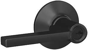 Schlage F51 V LAT 622 Latitude Door Lever, Keyed Entry Lock, Matte Black
