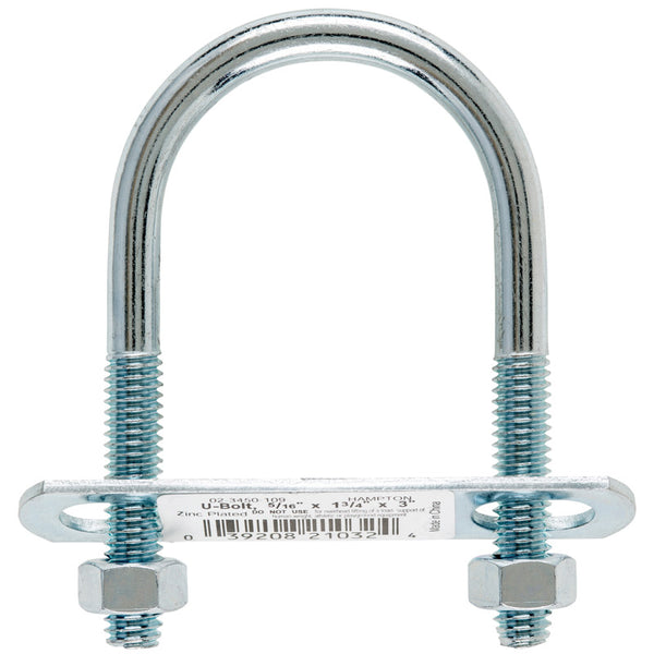 Hampton 5/16 in. x 1-3/4 in. W x 3 in. L Coarse Zinc-Plated Steel U-Bolt 02-3450-109