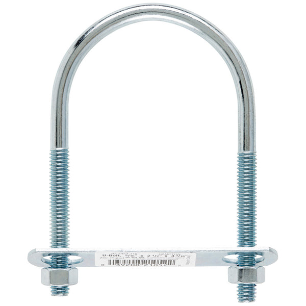 Hampton 3/8 in. x 2-1/2 in. W x 4-1/4 in. L Coarse Zinc-Plated Steel U-Bolt 02-3451-315 (10-Pack)