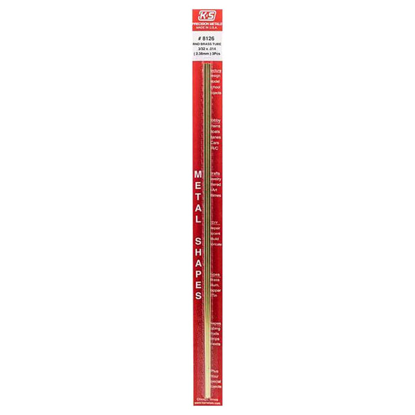 K & S Engineering K&S Metal Round Tube 3/32" X 12" Brass 8126