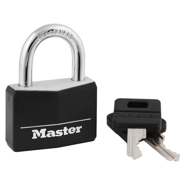 Master Lock 141D 1-9/16" Black Vinyl Cover Brass Padlock