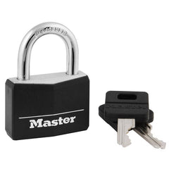 Master Lock 141D 1-9/16" Black Vinyl Cover Brass Padlock
