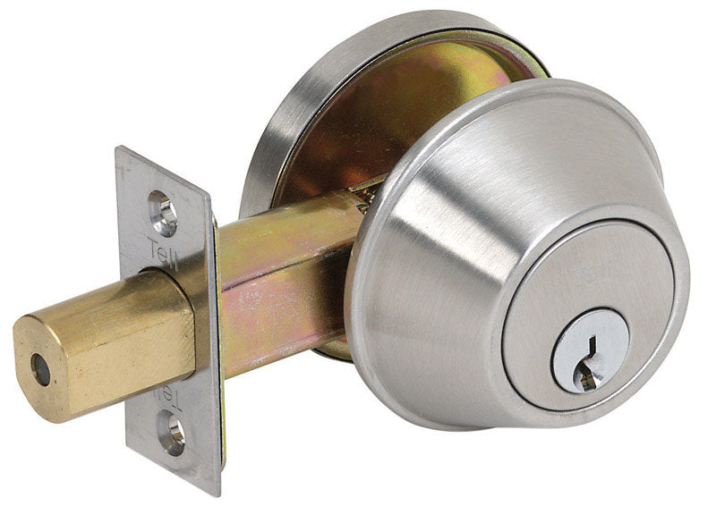 Tell Manufacturing CL100055 Single Cylinder Deadbolt, Satin Stainless Steel