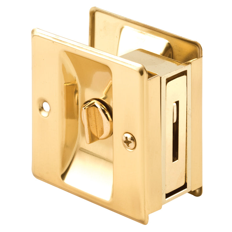 Prime-Line N 6771 Privacy Pull-Replace Old or Damaged Pocket Door Locks Quickly and Easily, single pack, Polished Brass
