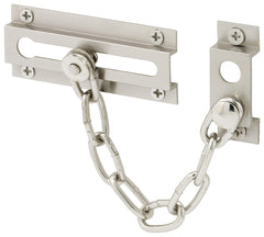 Prime-Line Defender Security U 10304 Chain Door Guard - Door Chain Lock for Door and Home Security, 3-5/16", Solid Brass Construction with a Satin Nickel Finish