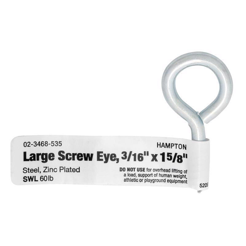 Hampton Screw Eye 7/16" 1-5/8" Overall 5/8" Tread 60 Lb Stl