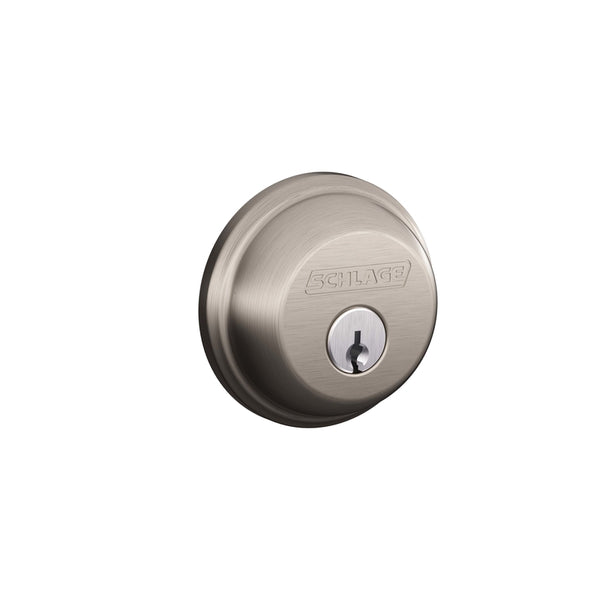 SCHLAGE LOCK CO B60N619 Single Cylinder Deadbolt, Satin Nickel B60619