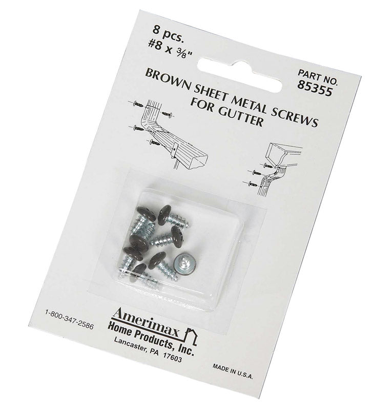 Amerimax Home Prod. Screw SHMETAL BRN 8PK