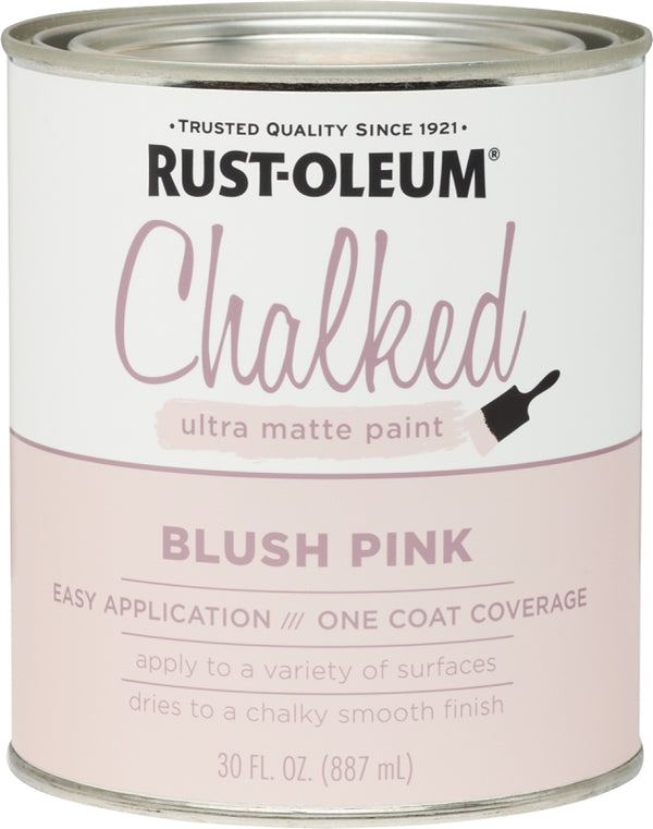 Rust-Oleum Blush Pink Chalked All-in-One Ultra Matte Paint | One Coat Coverage | No Primer, Sanding, Or Topcoat Needed | Easy Clean Up | Made in USA | 30 OZ 285142