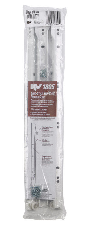 Knape & Vogt Side Mount Epoxy Coated, Self-Close Euro-Style Drawer Slide, Pair