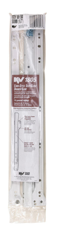 Knape & Vogt Side Mount Epoxy Coated, Self-Close Euro-Style Drawer Slide, Pair