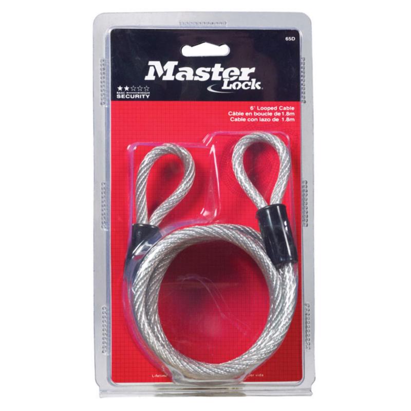 Master Lock 65D Self-Coiling Cable with Looped Ends, 6-Foot, 1/4-inch Diameter