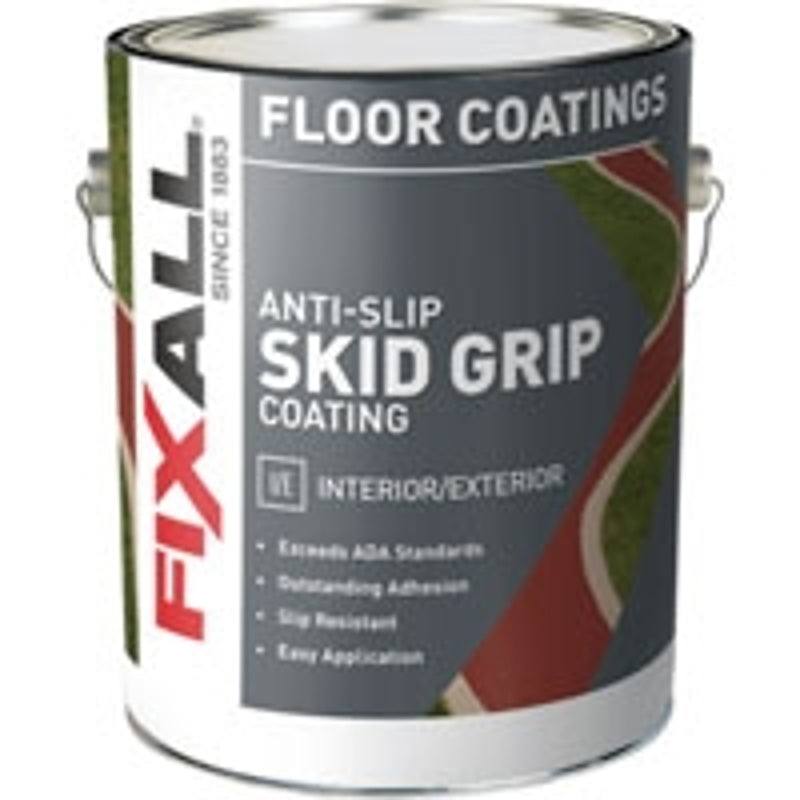 FIXALL Skid Grip Anti-Slip Coating, 1 Gallon, Smoke, Exceeds ADA Standards, Ideal for Safety Areas, Slip-Resistant Pavement, Cement & Concrete Paint F06570-1