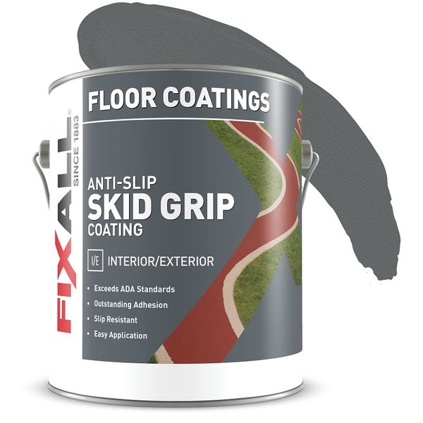 FIXALL Skid Grip Anti-Slip Coating, 1 Gallon, Slate, Exceeds ADA Standards, Ideal for Safety Areas, Slip-Resistant Pavement, Cement & Concrete Paint F06565-1-E