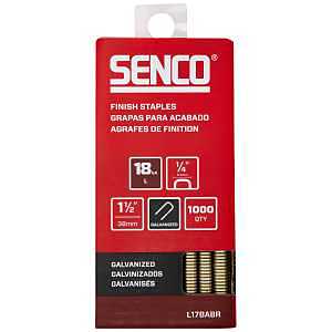 SENCO L17BABR 1-1/2" 18 Gauge 1/4" Crown Finish Staples, Galvanized Finish 1,000 Count Pack