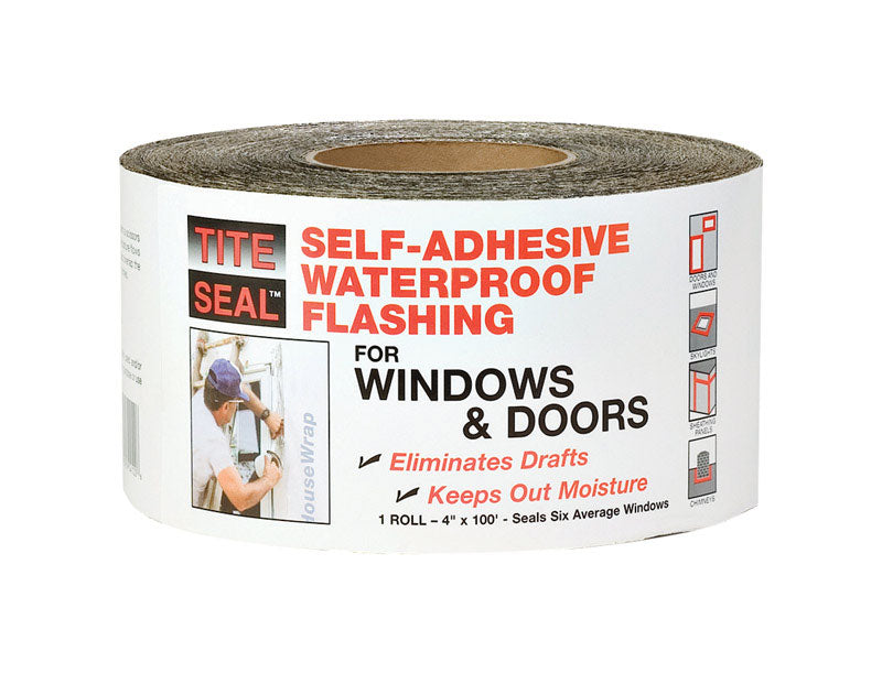 Tite Seal 4 in. W x 100 ft. L Rubber Self-Adhesive Waterproof Flashing Silver (8-Pack)
