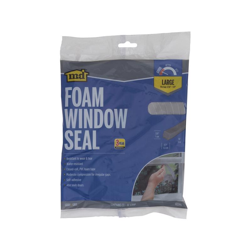 M-D 02295 3/8" X 10' Gray Waterproof & Airtight Foam Tape Weather Stri