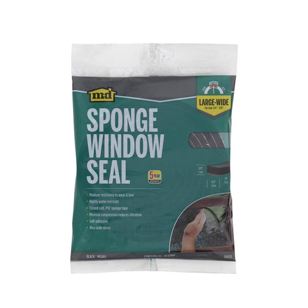 M-D Building Products 6635 M-D 0 Premium Weather-Strip, 3/4 in W X 10 Ft L X 3/8 in T, 1-Pack, Black 06635