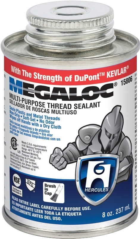 Hercules 15806 Megaloc Multi-Purpose Thread Sealant, Can, Blue, Liquid Paste, 8 oz./236 ml/1/2 Pint, 8 Fl Oz