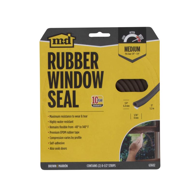 M-D Building Products 63602 M-D All Climate D Profile Weather-Strip, 0.359 in W X 17 Ft L X 0.3125 in H, Brown