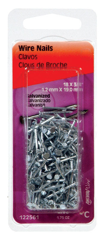 Hillman 3/4 in. L Wire Galvanized Steel Nail Smooth Shank Flat 122561
