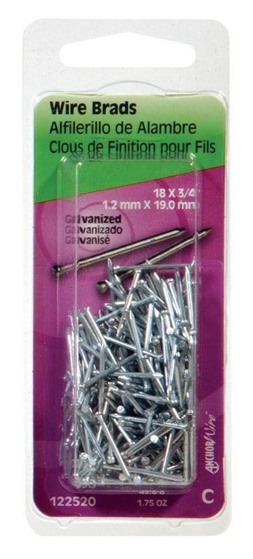 Hillman 18 Ga. x 3/4 in. L Galvanized Steel Brad Nails 1 pk 1.75 oz. 122520