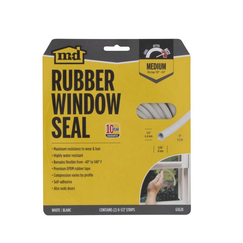 M-D Building Products 63628 M-D All Climate D Profile Weather-Strip, 5/16 in W X 17 Ft L X 0.3125 in H, White